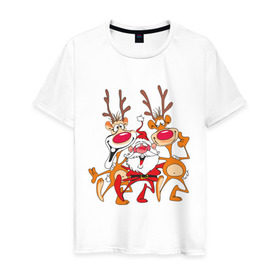 Мужская футболка хлопок с принтом Дед Мороз (8) в Белгороде, 100% хлопок | прямой крой, круглый вырез горловины, длина до линии бедер, слегка спущенное плечо. | 2012 | new year | дед мороз | мороз | нг | новый 2012 | новый год | олень | санта | санта клаус