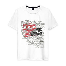 Мужская футболка хлопок с принтом Внедорожник в Белгороде, 100% хлопок | прямой крой, круглый вырез горловины, длина до линии бедер, слегка спущенное плечо. | auto | off road | авто | автомобильные | внедорожник | машины | тачки