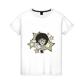 Женская футболка хлопок с принтом Disco Star в Белгороде, 100% хлопок | прямой крой, круглый вырез горловины, длина до линии бедер, слегка спущенное плечо | disco | star | диско | дискотека 80 хстар | музыка