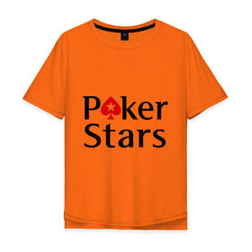 Мужская футболка хлопок Oversize с принтом Poker Stars в Белгороде, 100% хлопок | свободный крой, круглый ворот, “спинка” длиннее передней части | Тематика изображения на принте: pokerstars