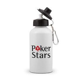 Бутылка спортивная с принтом Poker Stars в Белгороде, металл | емкость — 500 мл, в комплекте две пластиковые крышки и карабин для крепления | pokerstars