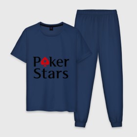 Мужская пижама хлопок с принтом Poker Stars в Белгороде, 100% хлопок | брюки и футболка прямого кроя, без карманов, на брюках мягкая резинка на поясе и по низу штанин
 | pokerstars