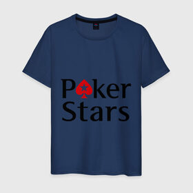 Мужская футболка хлопок с принтом Poker Stars в Белгороде, 100% хлопок | прямой крой, круглый вырез горловины, длина до линии бедер, слегка спущенное плечо. | Тематика изображения на принте: pokerstars