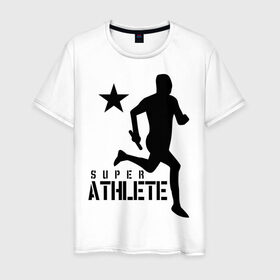 Мужская футболка хлопок с принтом Лёгкая атлетика (4) в Белгороде, 100% хлопок | прямой крой, круглый вырез горловины, длина до линии бедер, слегка спущенное плечо. | атлет | бег | бегун | легкая атлетика | марафон | марафонец | спринтер