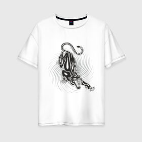 Женская футболка хлопок Oversize с принтом Черная пантера в Белгороде, 100% хлопок | свободный крой, круглый ворот, спущенный рукав, длина до линии бедер
 | животные | кошачьи | пантеры | хищник | черная пантера
