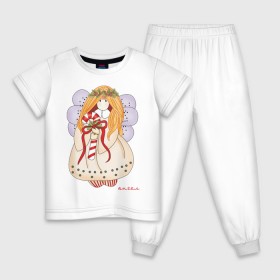Детская пижама хлопок с принтом Рождественский ангел в Белгороде, 100% хлопок |  брюки и футболка прямого кроя, без карманов, на брюках мягкая резинка на поясе и по низу штанин
 | 