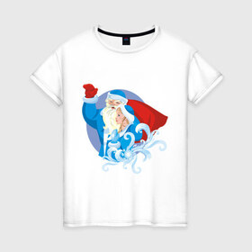 Женская футболка хлопок с принтом Мороз и снегурочка (2) в Белгороде, 100% хлопок | прямой крой, круглый вырез горловины, длина до линии бедер, слегка спущенное плечо | дед | дед  отморозок | дед мороз | нг | новый год | отморозок | снегурка | снегурочка