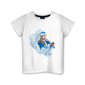 Детская футболка хлопок с принтом Снегурочка и метель в Белгороде, 100% хлопок | круглый вырез горловины, полуприлегающий силуэт, длина до линии бедер | метель | нг | новый год | снегурка | снегурочка | снегурочка и метель
