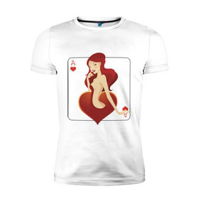 Мужская футболка премиум с принтом Черви в Белгороде, 92% хлопок, 8% лайкра | приталенный силуэт, круглый вырез ворота, длина до линии бедра, короткий рукав | ace | poker | азартные игры | карты | колода | масть | покер | туз | черви | червовый туз