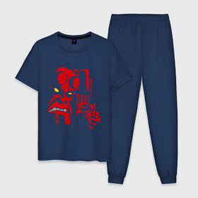 Мужская пижама хлопок с принтом Хеллбой (2) в Белгороде, 100% хлопок | брюки и футболка прямого кроя, без карманов, на брюках мягкая резинка на поясе и по низу штанин
 | hellboy | хелбой | хеллбой