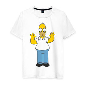 Мужская футболка хлопок с принтом Homer Simpson в Белгороде, 100% хлопок | прямой крой, круглый вырез горловины, длина до линии бедер, слегка спущенное плечо. | 