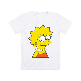 Детская футболка хлопок с принтом Lisa Simpson в Белгороде, 100% хлопок | круглый вырез горловины, полуприлегающий силуэт, длина до линии бедер | Тематика изображения на принте: simpsons | лиза симпсон | симпсоны | симсоны
