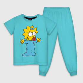 Детская пижама хлопок с принтом Maggie Simpson в Белгороде, 100% хлопок |  брюки и футболка прямого кроя, без карманов, на брюках мягкая резинка на поясе и по низу штанин
 | гомер