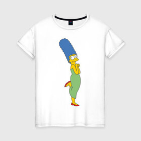 Женская футболка хлопок с принтом Marge Simpson в Белгороде, 100% хлопок | прямой крой, круглый вырез горловины, длина до линии бедер, слегка спущенное плечо | simpsons | симпсоны | симсоны