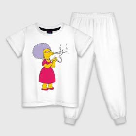Детская пижама хлопок с принтом Patty Bouvier в Белгороде, 100% хлопок |  брюки и футболка прямого кроя, без карманов, на брюках мягкая резинка на поясе и по низу штанин
 | simpsons | симпсоны | симсоны