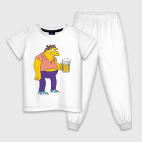 Детская пижама хлопок с принтом Barney Gumble в Белгороде, 100% хлопок |  брюки и футболка прямого кроя, без карманов, на брюках мягкая резинка на поясе и по низу штанин
 | simpsons | барни | симпсоны | симсоны