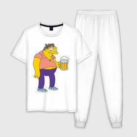 Мужская пижама хлопок с принтом Barney Gumble в Белгороде, 100% хлопок | брюки и футболка прямого кроя, без карманов, на брюках мягкая резинка на поясе и по низу штанин
 | simpsons | барни | симпсоны | симсоны