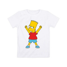 Детская футболка хлопок с принтом Bart Simpson (2) в Белгороде, 100% хлопок | круглый вырез горловины, полуприлегающий силуэт, длина до линии бедер | Тематика изображения на принте: simpsons | барт | барт симпсон | симсоны | симспоны