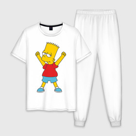 Мужская пижама хлопок с принтом Bart Simpson (2) в Белгороде, 100% хлопок | брюки и футболка прямого кроя, без карманов, на брюках мягкая резинка на поясе и по низу штанин
 | simpsons | барт | барт симпсон | симсоны | симспоны