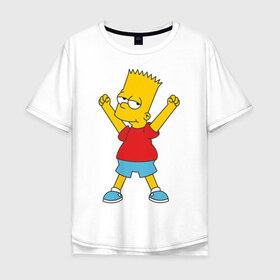 Мужская футболка хлопок Oversize с принтом Bart Simpson (2) в Белгороде, 100% хлопок | свободный крой, круглый ворот, “спинка” длиннее передней части | Тематика изображения на принте: simpsons | барт | барт симпсон | симсоны | симспоны