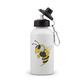 Бутылка спортивная с принтом Пчела в Белгороде, металл | емкость — 500 мл, в комплекте две пластиковые крышки и карабин для крепления | пчела