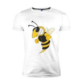 Мужская футболка премиум с принтом Пчела в Белгороде, 92% хлопок, 8% лайкра | приталенный силуэт, круглый вырез ворота, длина до линии бедра, короткий рукав | пчела