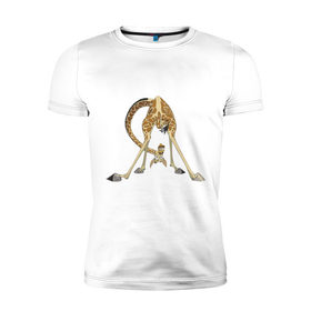 Мужская футболка премиум с принтом Мадагаскар (3) в Белгороде, 92% хлопок, 8% лайкра | приталенный силуэт, круглый вырез ворота, длина до линии бедра, короткий рукав | madagascar | жираф | мадагаскар