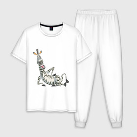 Мужская пижама хлопок с принтом Мадагаскар (4) в Белгороде, 100% хлопок | брюки и футболка прямого кроя, без карманов, на брюках мягкая резинка на поясе и по низу штанин
 | Тематика изображения на принте: madagascar | зебра | мадагаскар