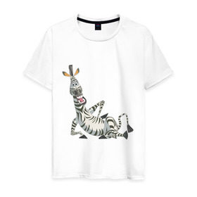 Мужская футболка хлопок с принтом Мадагаскар (4) в Белгороде, 100% хлопок | прямой крой, круглый вырез горловины, длина до линии бедер, слегка спущенное плечо. | madagascar | зебра | мадагаскар
