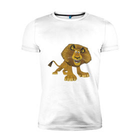 Мужская футболка премиум с принтом Мадагаскар (6) в Белгороде, 92% хлопок, 8% лайкра | приталенный силуэт, круглый вырез ворота, длина до линии бедра, короткий рукав | Тематика изображения на принте: madagascar | лев | мадагаскар