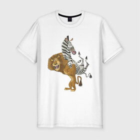 Мужская футболка премиум с принтом Мадагаскар (7) в Белгороде, 92% хлопок, 8% лайкра | приталенный силуэт, круглый вырез ворота, длина до линии бедра, короткий рукав | Тематика изображения на принте: madagascar | мадагаскар