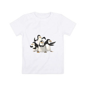 Детская футболка хлопок с принтом Мадагаскар (8) в Белгороде, 100% хлопок | круглый вырез горловины, полуприлегающий силуэт, длина до линии бедер | madagascar | мадагаскар | пингвины