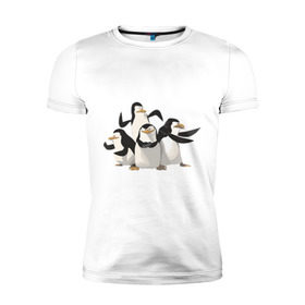Мужская футболка премиум с принтом Мадагаскар (8) в Белгороде, 92% хлопок, 8% лайкра | приталенный силуэт, круглый вырез ворота, длина до линии бедра, короткий рукав | Тематика изображения на принте: madagascar | мадагаскар | пингвины