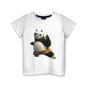 Детская футболка хлопок с принтом Кунг фу Панда (2) в Белгороде, 100% хлопок | круглый вырез горловины, полуприлегающий силуэт, длина до линии бедер | панда