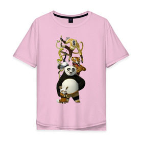 Мужская футболка хлопок Oversize с принтом Кунг фу Панда (10) в Белгороде, 100% хлопок | свободный крой, круглый ворот, “спинка” длиннее передней части | kung fu panda | panda | кунг фу | кунг фу панда