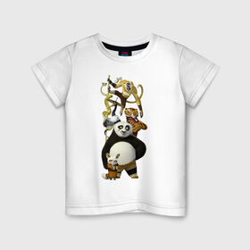 Детская футболка хлопок с принтом Кунг фу Панда (10) в Белгороде, 100% хлопок | круглый вырез горловины, полуприлегающий силуэт, длина до линии бедер | kung fu panda | panda | кунг фу | кунг фу панда