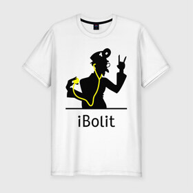 Мужская футболка премиум с принтом iBolit в Белгороде, 92% хлопок, 8% лайкра | приталенный силуэт, круглый вырез ворота, длина до линии бедра, короткий рукав | Тематика изображения на принте: apple | ibolit | mac | айболит | мак