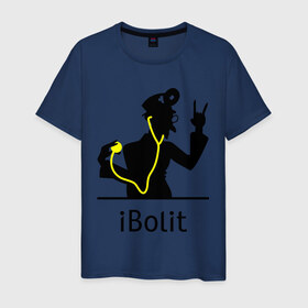 Мужская футболка хлопок с принтом iBolit в Белгороде, 100% хлопок | прямой крой, круглый вырез горловины, длина до линии бедер, слегка спущенное плечо. | apple | ibolit | mac | айболит | мак