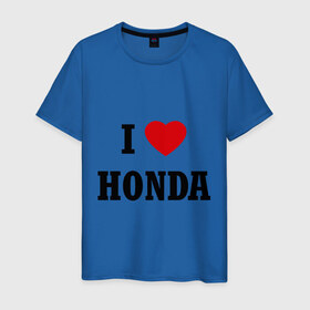 Мужская футболка хлопок с принтом I love Honda в Белгороде, 100% хлопок | прямой крой, круглый вырез горловины, длина до линии бедер, слегка спущенное плечо. | Тематика изображения на принте: 
