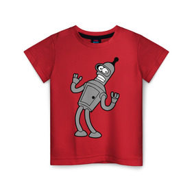 Детская футболка хлопок с принтом Futurama (4) в Белгороде, 100% хлопок | круглый вырез горловины, полуприлегающий силуэт, длина до линии бедер | bender | futurama | бендер | футурама