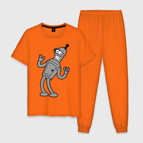 Мужская пижама хлопок с принтом Futurama (4) в Белгороде, 100% хлопок | брюки и футболка прямого кроя, без карманов, на брюках мягкая резинка на поясе и по низу штанин
 | Тематика изображения на принте: bender | futurama | бендер | футурама