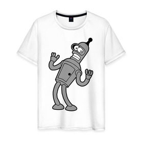 Мужская футболка хлопок с принтом Futurama (4) в Белгороде, 100% хлопок | прямой крой, круглый вырез горловины, длина до линии бедер, слегка спущенное плечо. | bender | futurama | бендер | футурама