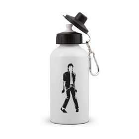 Бутылка спортивная с принтом Майкл Джексон (9) в Белгороде, металл | емкость — 500 мл, в комплекте две пластиковые крышки и карабин для крепления | Тематика изображения на принте: michael jackson | зщз | король | майкл джексон | поп