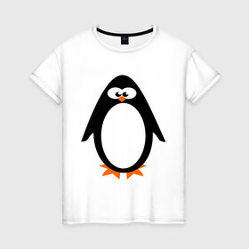 Женская футболка хлопок с принтом Пингвин в Белгороде, 100% хлопок | прямой крой, круглый вырез горловины, длина до линии бедер, слегка спущенное плечо | 