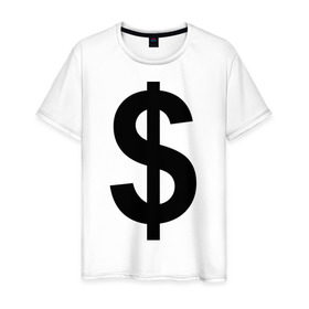 Мужская футболка хлопок с принтом знак доллара $ в Белгороде, 100% хлопок | прямой крой, круглый вырез горловины, длина до линии бедер, слегка спущенное плечо. | dollar | бабло | бакс | валюта | деньги | доллар | знак доллара