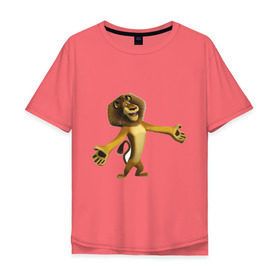 Мужская футболка хлопок Oversize с принтом Мадагаскар-Лев (2) в Белгороде, 100% хлопок | свободный крой, круглый ворот, “спинка” длиннее передней части | madagascar | лев | мадагаскар
