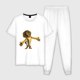 Мужская пижама хлопок с принтом Мадагаскар-Лев (2) в Белгороде, 100% хлопок | брюки и футболка прямого кроя, без карманов, на брюках мягкая резинка на поясе и по низу штанин
 | Тематика изображения на принте: madagascar | лев | мадагаскар