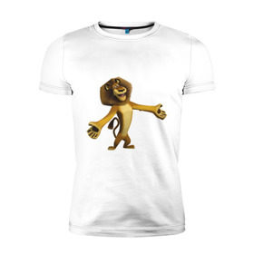 Мужская футболка премиум с принтом Мадагаскар-Лев (2) в Белгороде, 92% хлопок, 8% лайкра | приталенный силуэт, круглый вырез ворота, длина до линии бедра, короткий рукав | madagascar | лев | мадагаскар