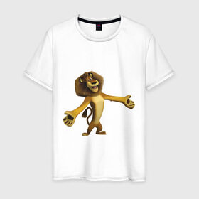Мужская футболка хлопок с принтом Мадагаскар-Лев (2) в Белгороде, 100% хлопок | прямой крой, круглый вырез горловины, длина до линии бедер, слегка спущенное плечо. | Тематика изображения на принте: madagascar | лев | мадагаскар
