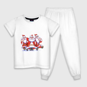 Детская пижама хлопок с принтом Деды Морозы в Белгороде, 100% хлопок |  брюки и футболка прямого кроя, без карманов, на брюках мягкая резинка на поясе и по низу штанин
 | 2012 | new year | дед мороз | нг | новый 2012 | новый год | санта | санта клаус